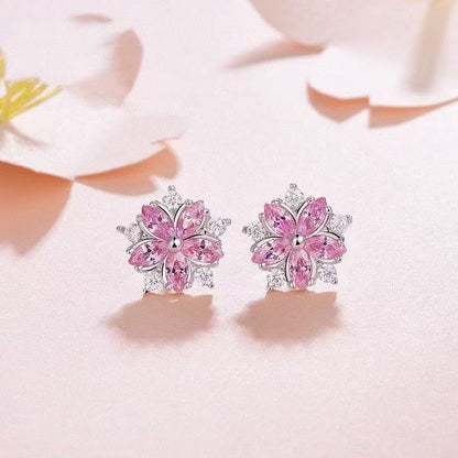 Cherry Blossom Earrings | White Gold