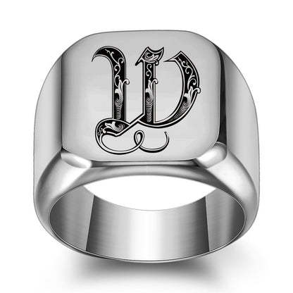 Classic Noble Initial Ring | White Gold
