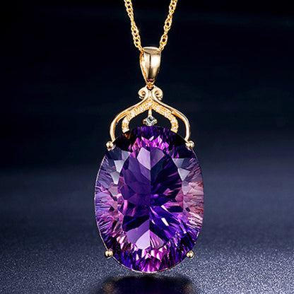 Amethyst Imperial Oval Necklace | Gold