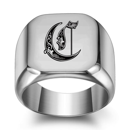 Classic Noble Initial Ring | White Gold