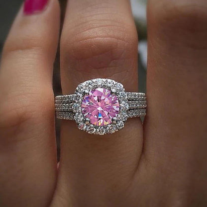Blush Empress Halo Ring | White Gold