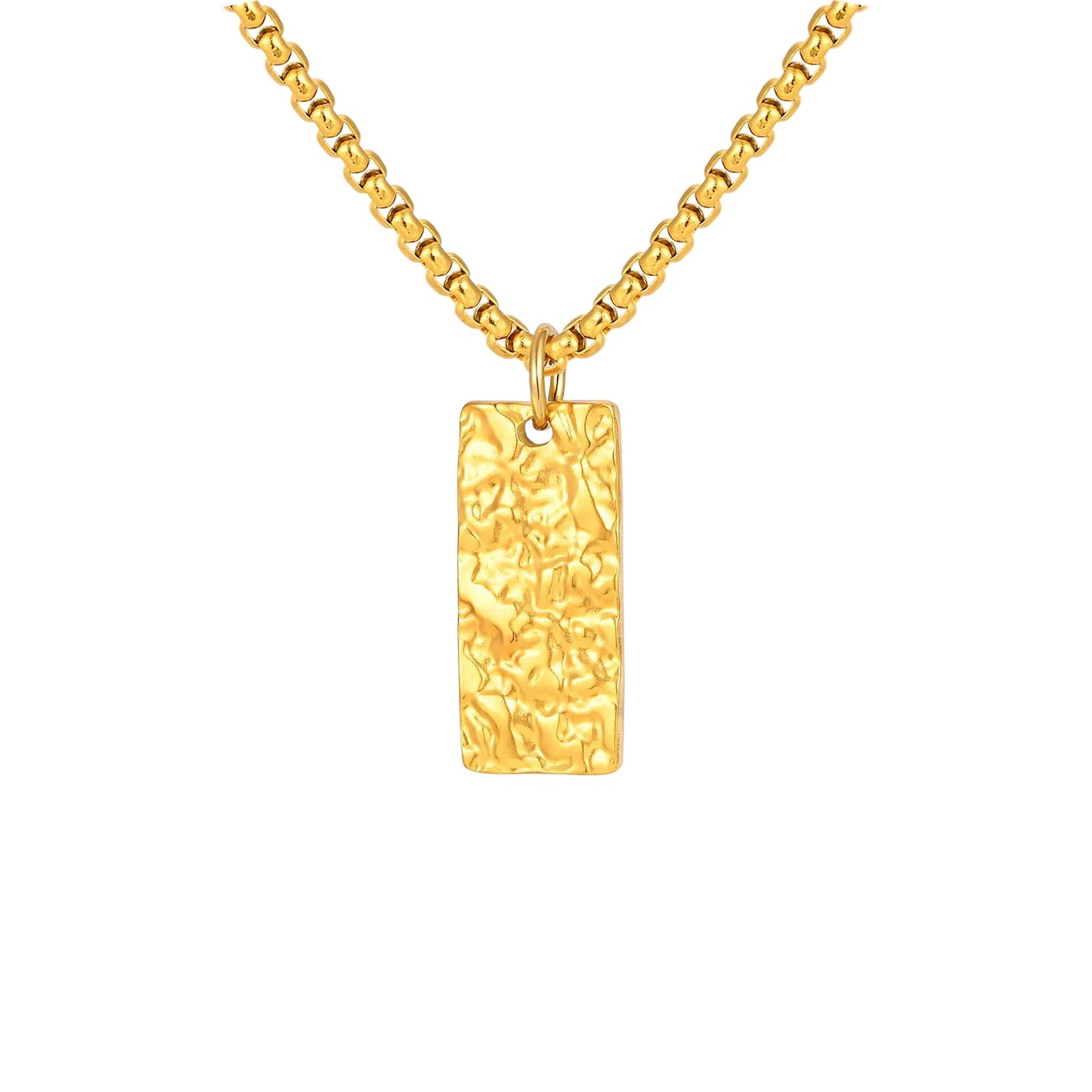 Ziven Hammered Bar Necklace | White Gold