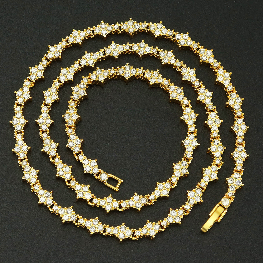 Classic Cluster Tennis Necklace | White Gold