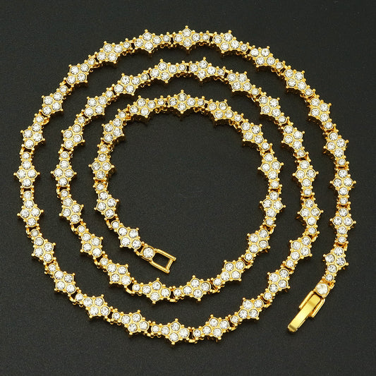 Classic Cluster Tennis Necklace | Gold