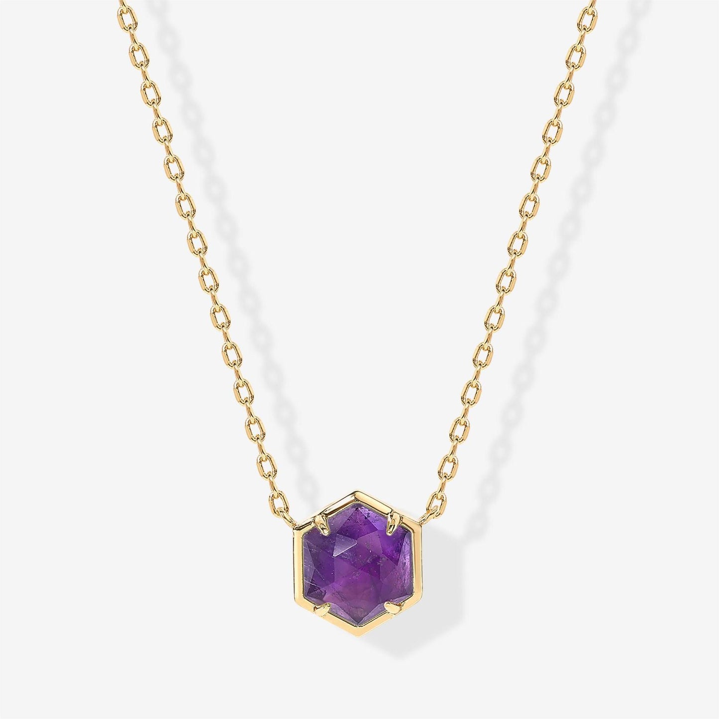 Amethyst Bezel Pendant Necklace | Rose Gold