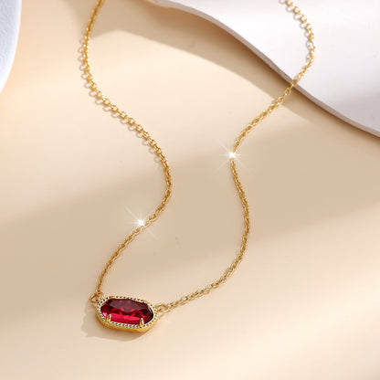 Classic Oval Ruby Necklace | Gold