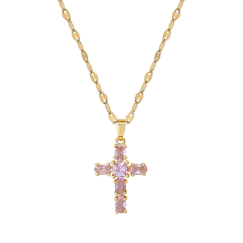 Rose Faith Cross Necklace | Gold