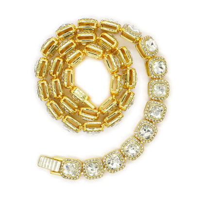 Victoria Square Tennis Necklace | Gold