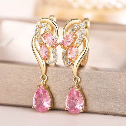 Pink Sapphire Glimmer Drop Earrings | Gold