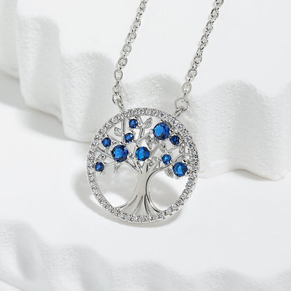 Tree of Life Sapphire Necklace | White Gold