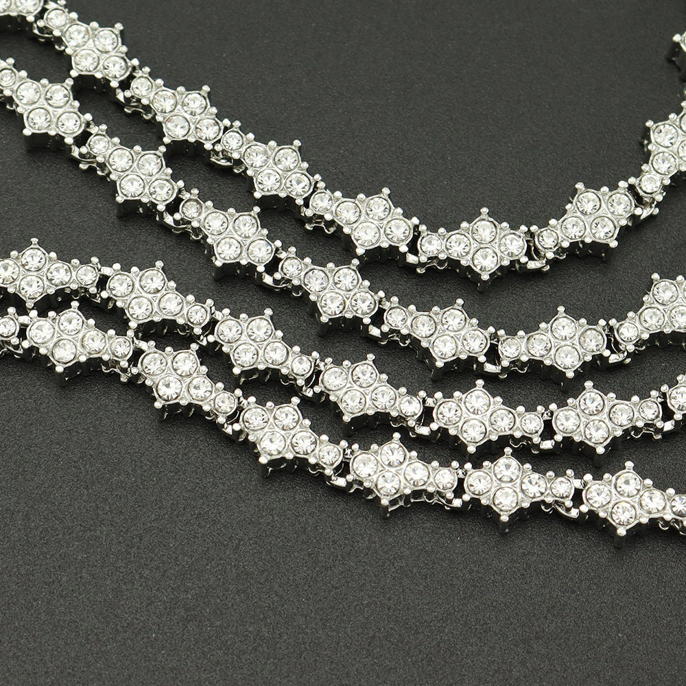 Classic Cluster Tennis Necklace | White Gold