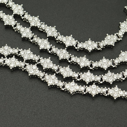 Classic Cluster Tennis Necklace | White Gold