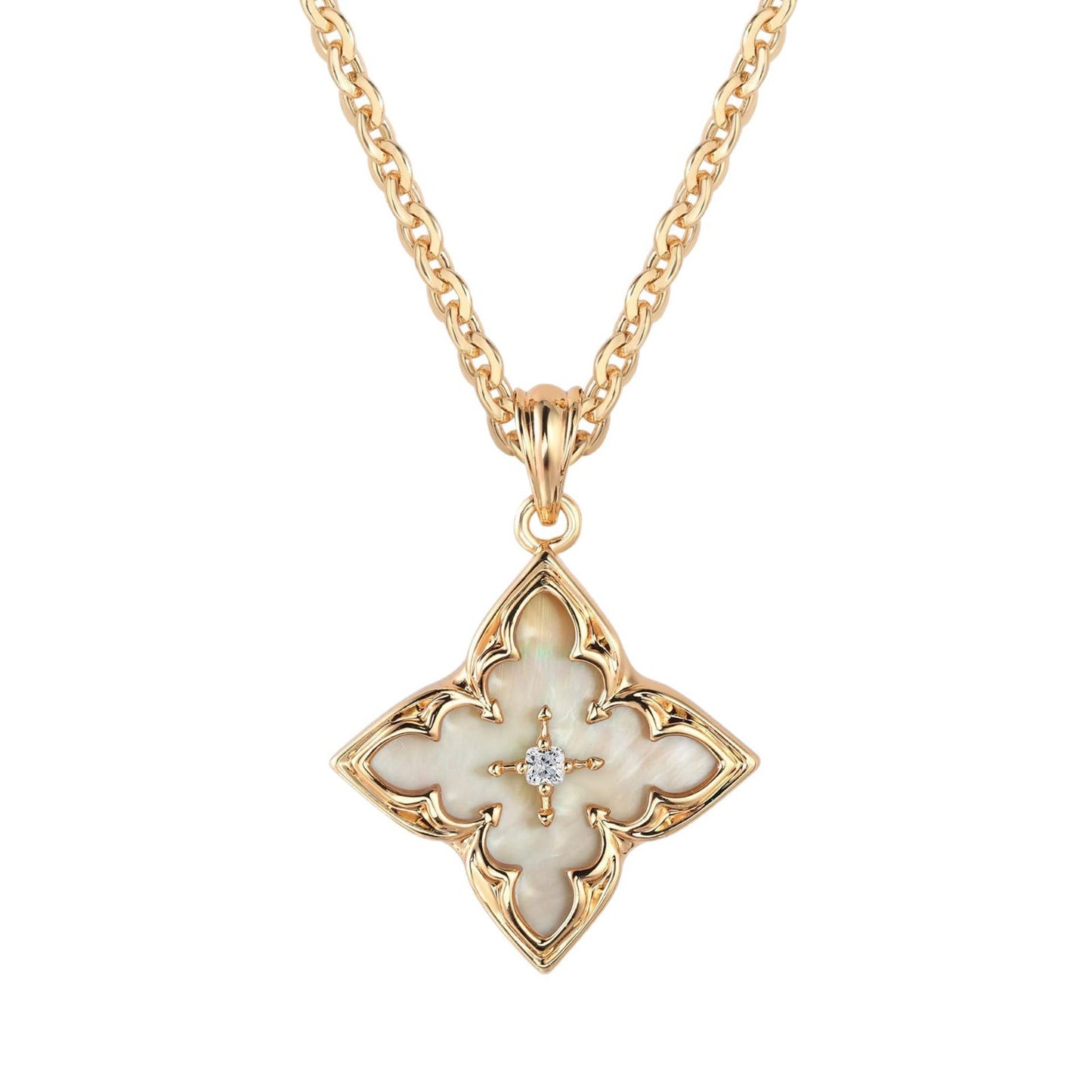 Brown Clover Pendant Necklace | Gold
