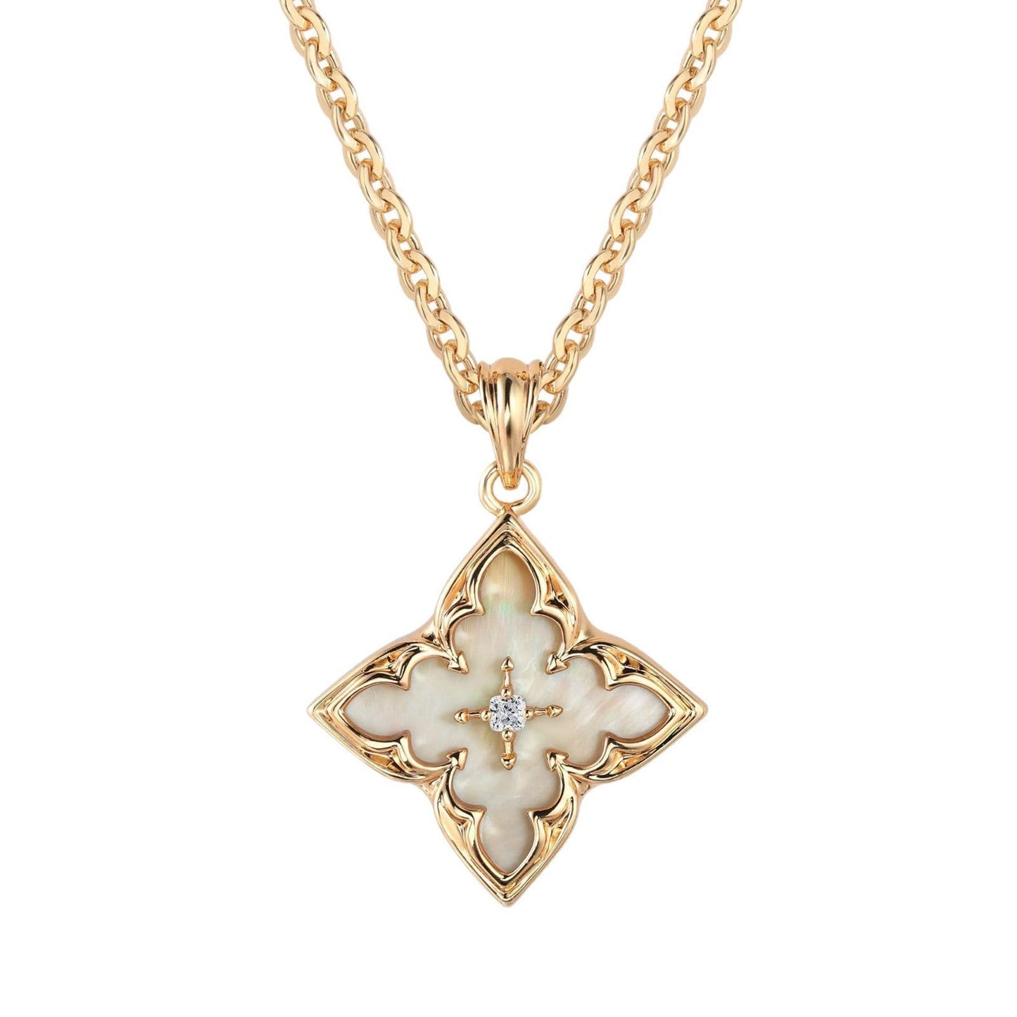 Blue Clover Pendant Necklace | Gold
