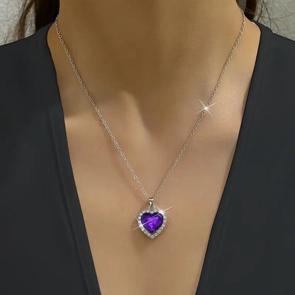 Amethyst Heart Radiance Necklace | White Gold