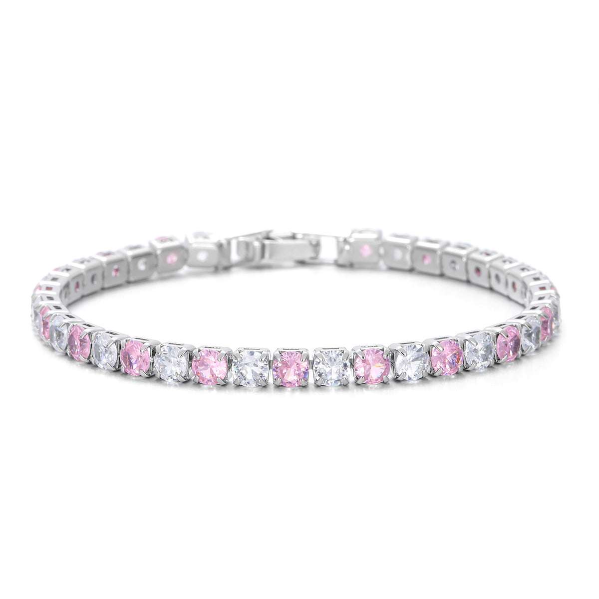 Pink Sapphire Duo Tennis Bracelet | White Gold