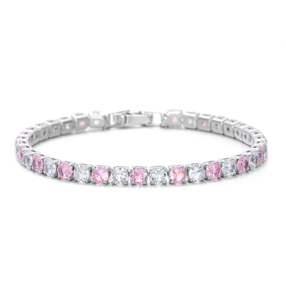 Pink Sapphire Duo Tennis Bracelet | White Gold