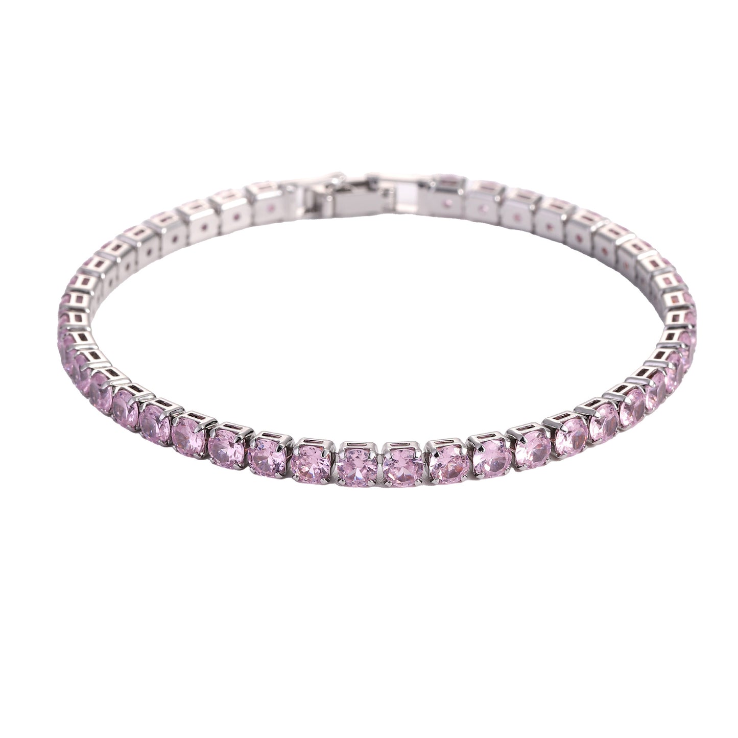 Pink Sapphire Tennis Bracelet | White Gold