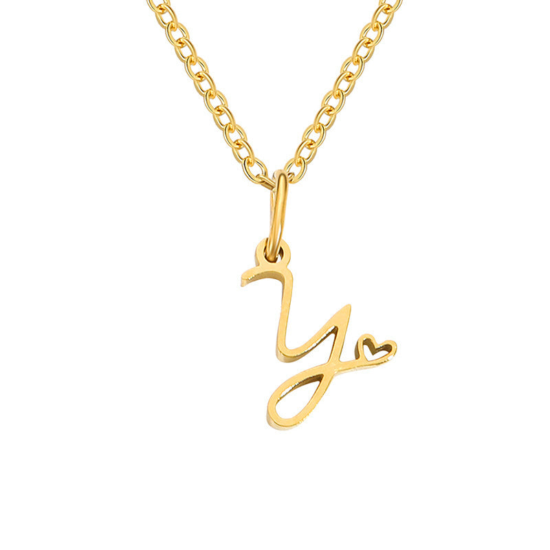 Heart Initial Necklace | Gold