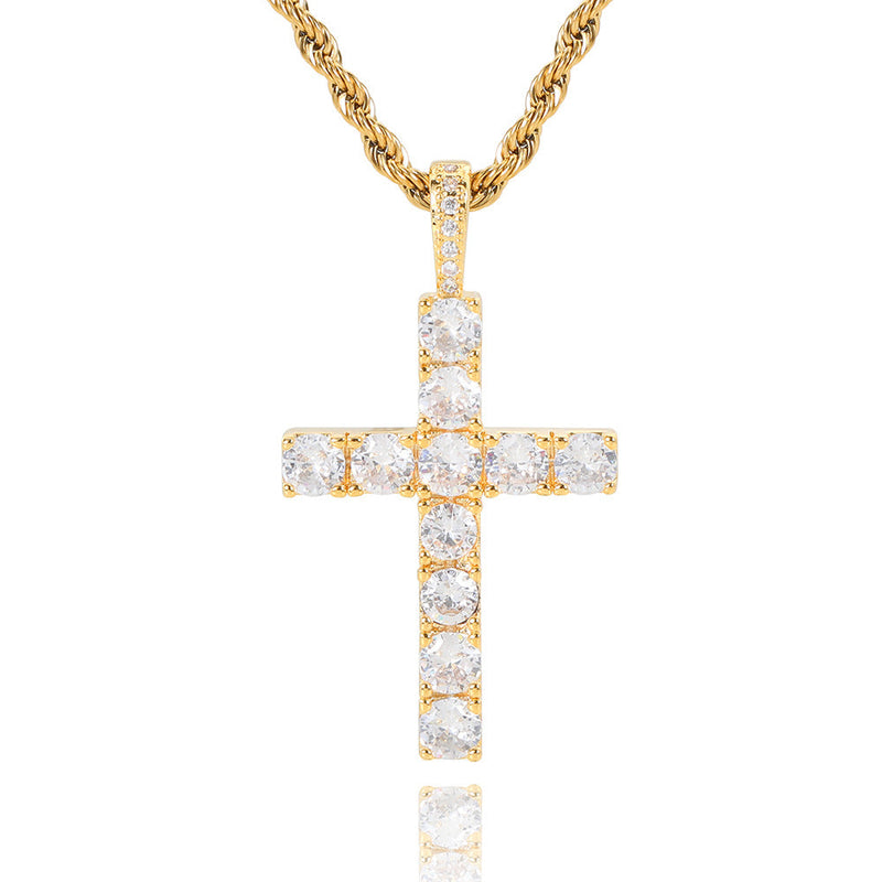 Moissanite Cross Necklace in gold