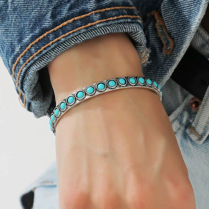Talisse Turquoise Open Bracelet | White Gold