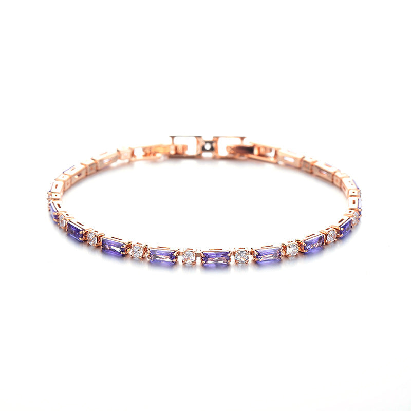 Amethyst Prism Tennis Bracelet | Rose Gold