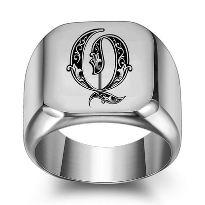 Classic Noble Initial Ring | White Gold