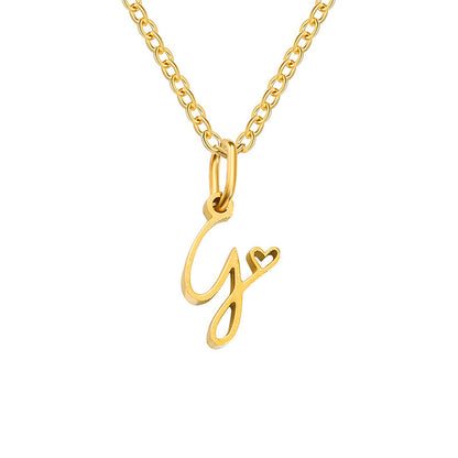 Heart Initial Necklace | Gold