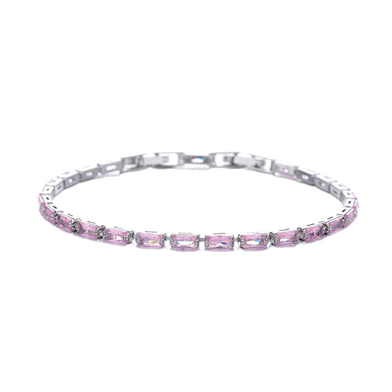 Pink Sapphire Prism Tennis Bracelet | White Gold