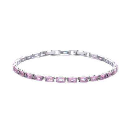 Pink Sapphire Prism Tennis Bracelet | White Gold