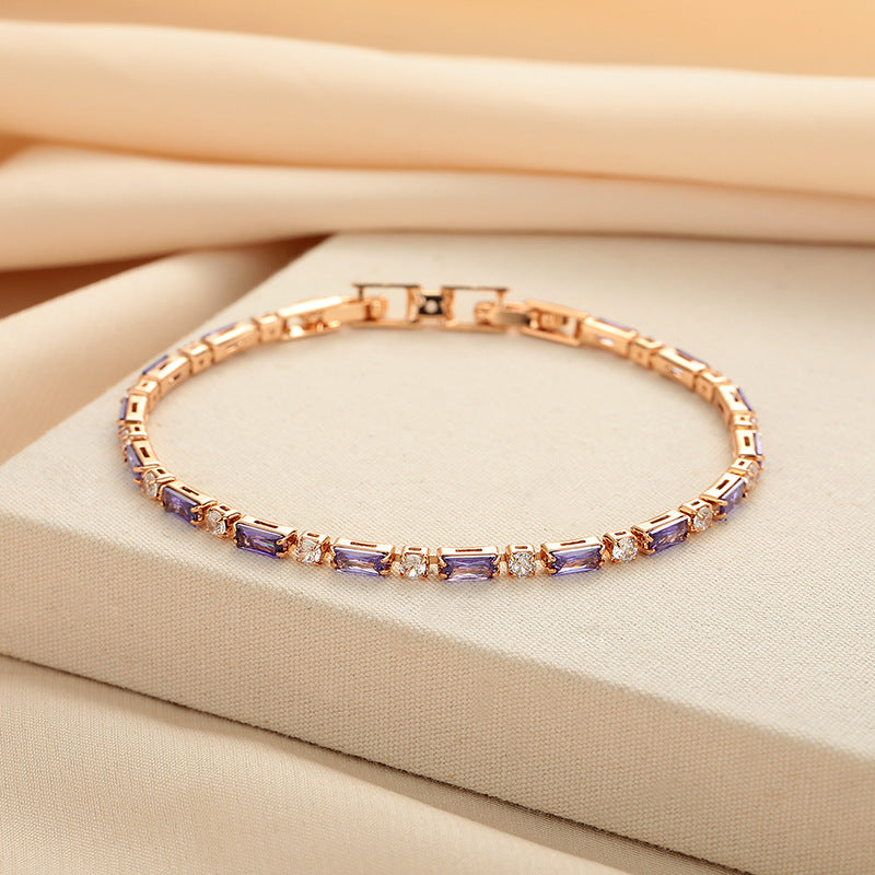 Amethyst Prism Tennis Bracelet | Rose Gold