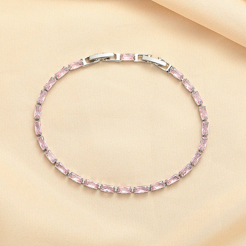 Pink Sapphire Prism Tennis Bracelet | White Gold