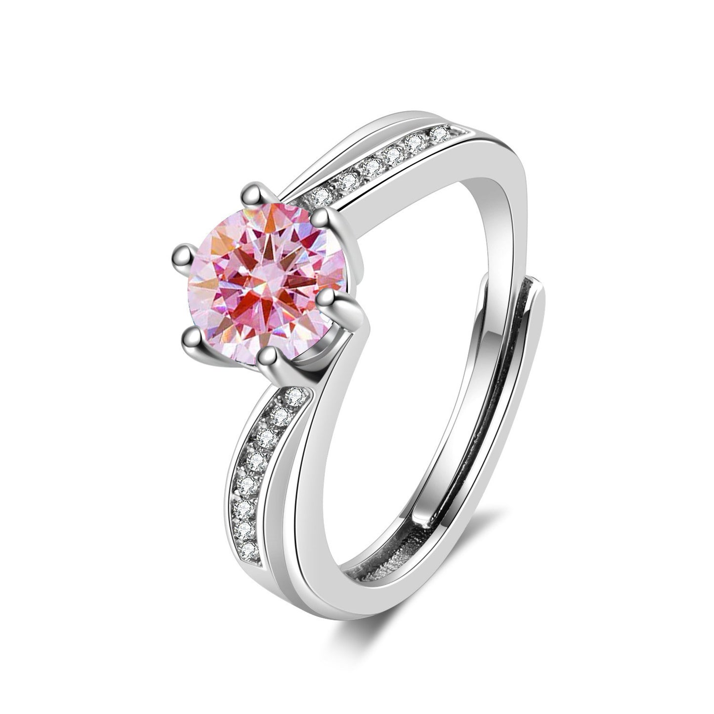 Moonlit Pink Contour Ring | White Gold