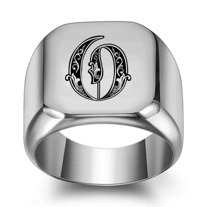 Classic Noble Initial Ring | White Gold