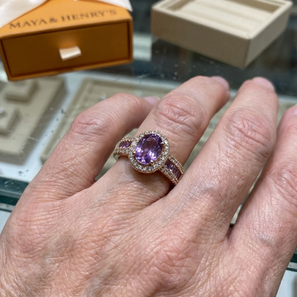 Odelia Violet Lumina Ring | Rose Gold