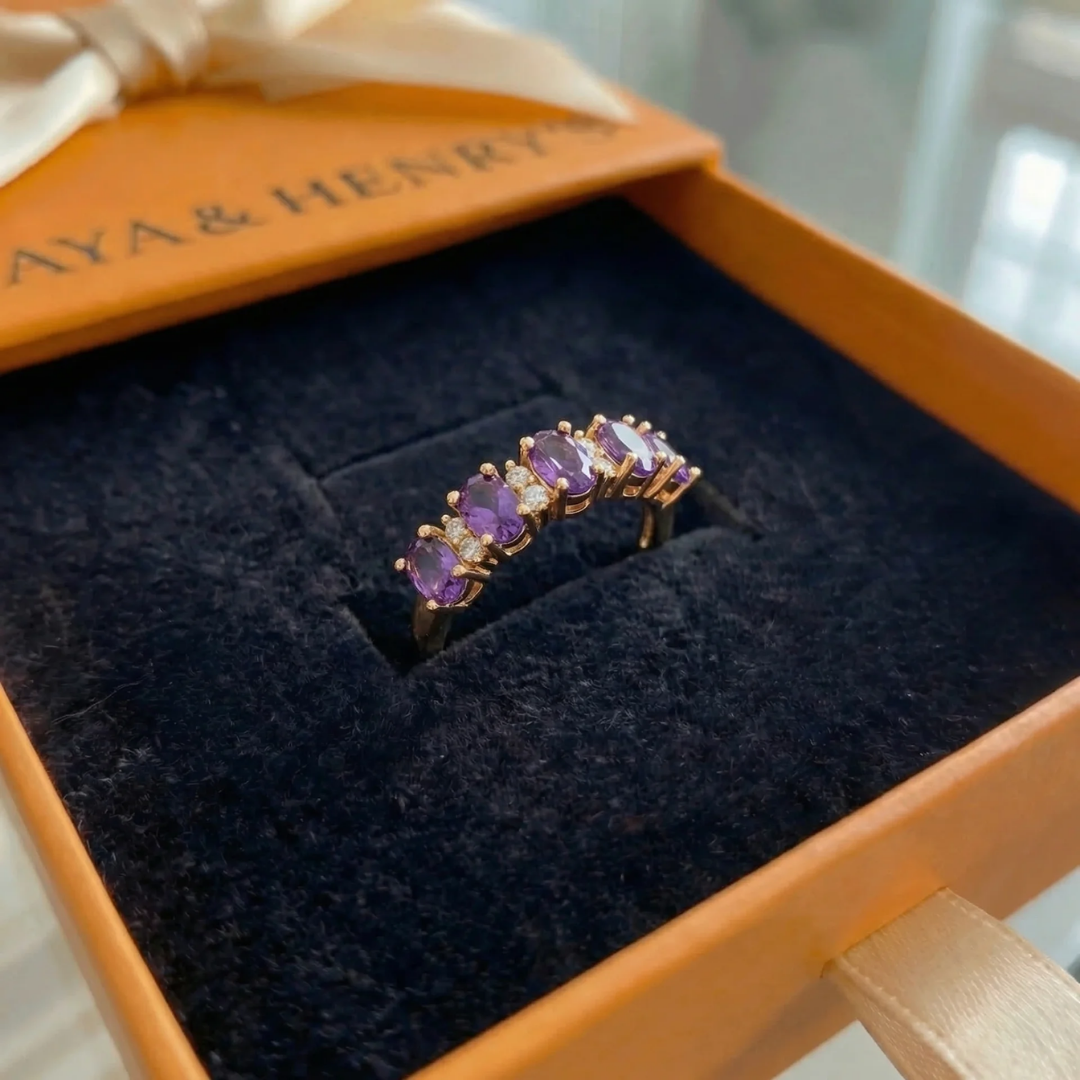Orlina Violet Crest Ring | Rose Gold