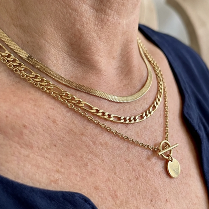 Savira Textured Coin Layered Necklace | Gold