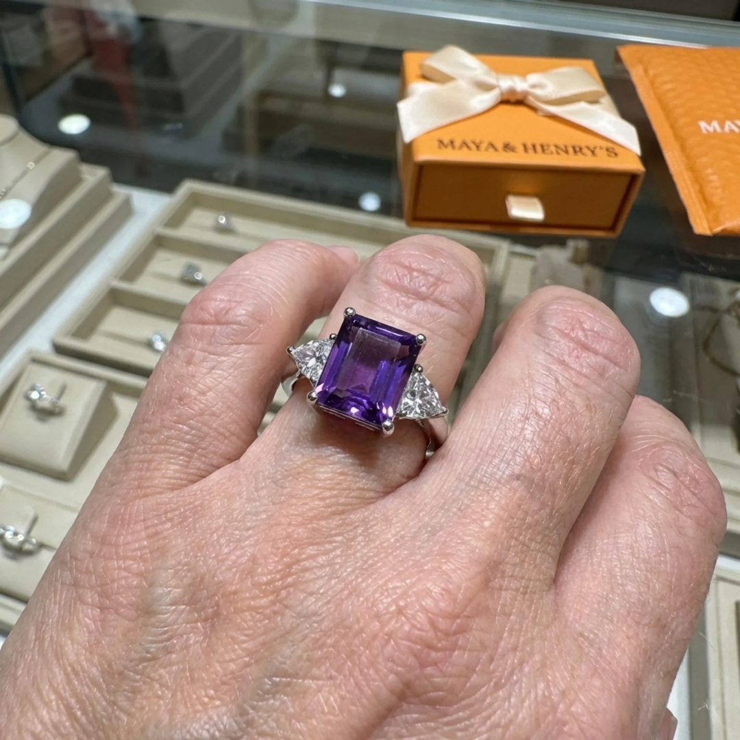 Trinity Amethyst Ring | White Gold