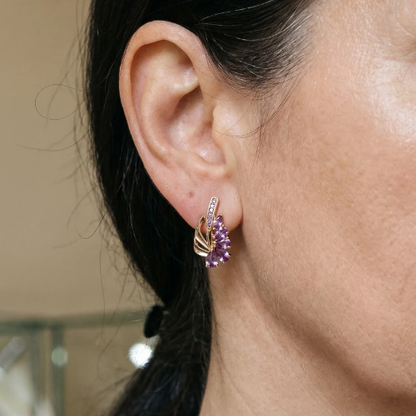 Viorelle Amethyst Wing Earrings | Rose Gold