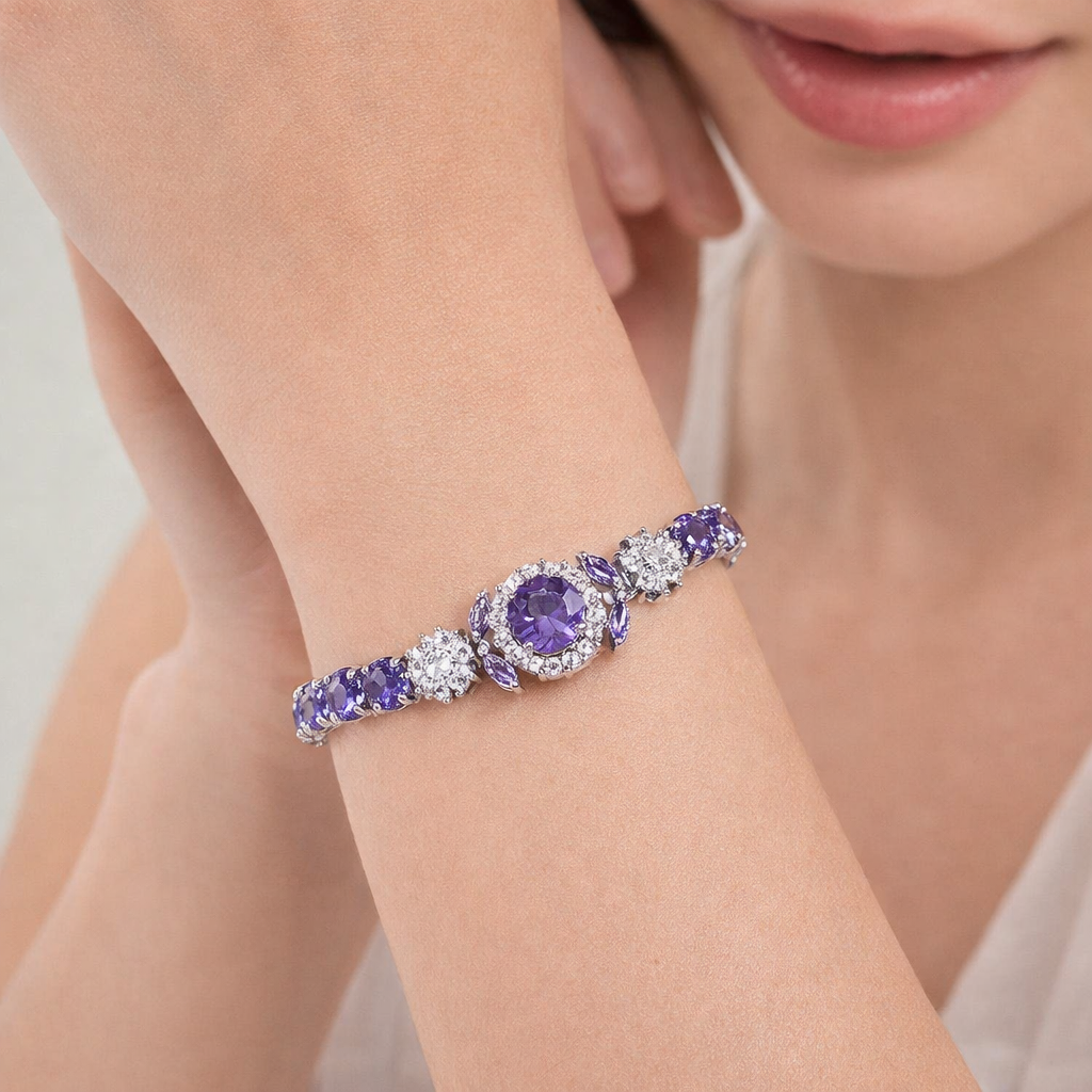 Velmira Crown Tennis Bracelet | White Gold