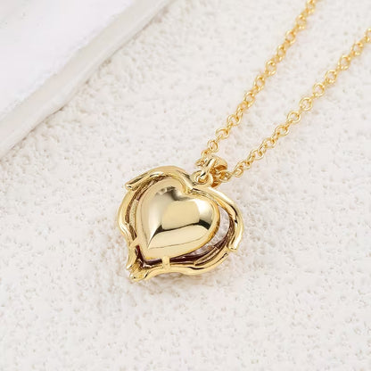 Angel Embrace Ruby Heart Necklace | Gold