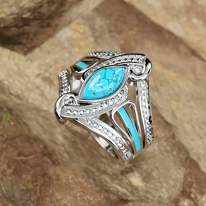 Turquoise Marquis Statement Ring | White Gold