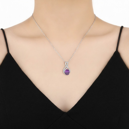 Amethyst Infinity Pave Necklace | White Gold