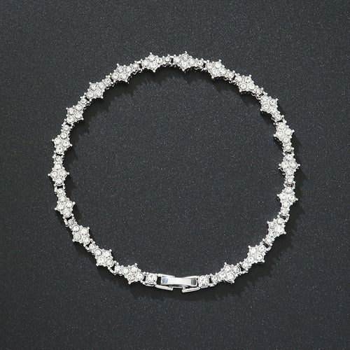 Classic Cluster Tennis Bracelet | White Gold