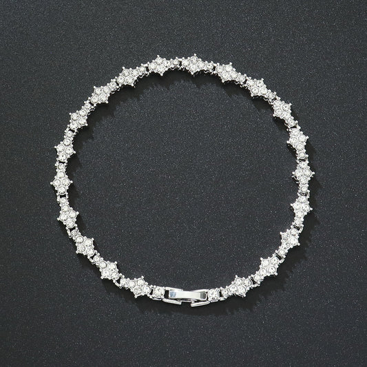 Classic Cluster Tennis Bracelet | White Gold