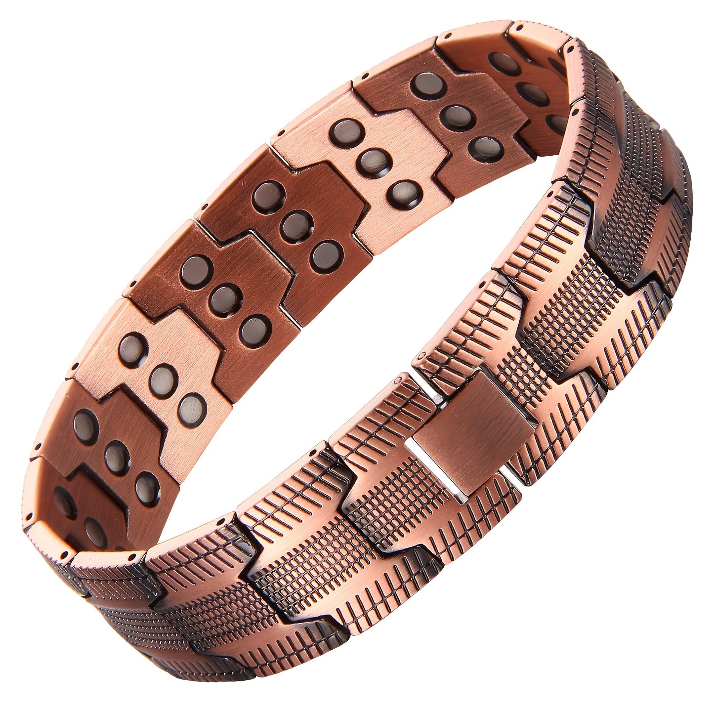 Ribbed Mosaic Copper Bracelet