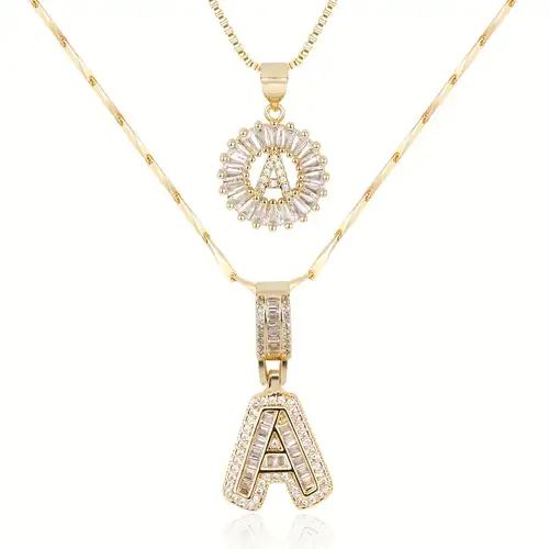 Pave Letter Initial Necklace in gold