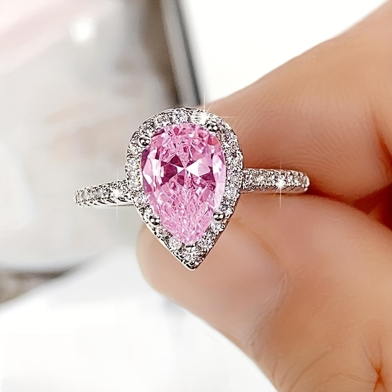 Teardrop Pink Sapphire Ring | White Gold