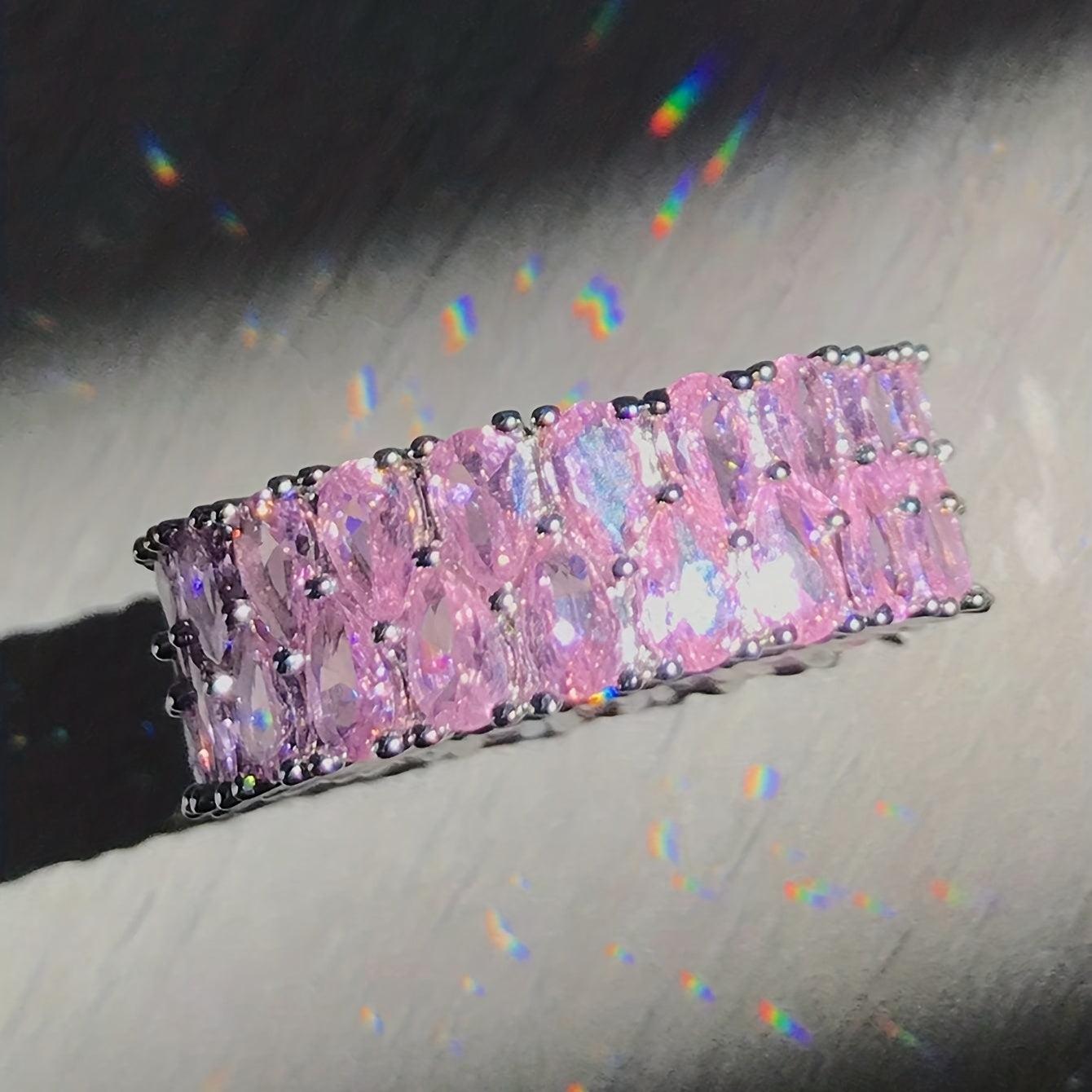 Blush Cascade Eternity Ring | White Gold