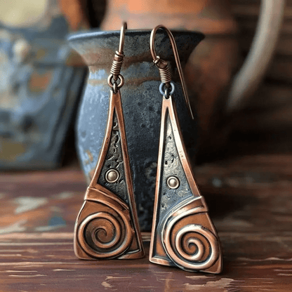 Tribal Swirl Copper Earrings